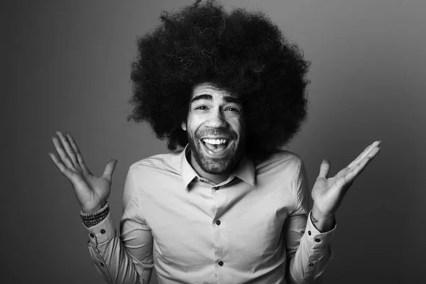 Retrato Homem Afro Feliz — Fotografia de Stock