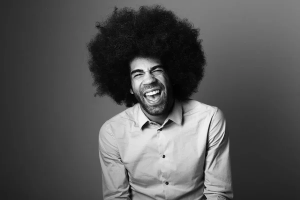 Retrato Homem Afro Feliz — Fotografia de Stock