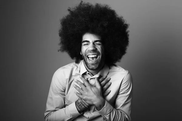 Retrato Hombre Afro Feliz — Foto de Stock