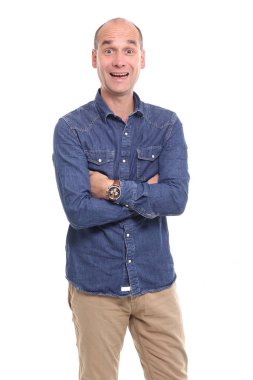 Beyaz arka plan önünde güzel olgun adam