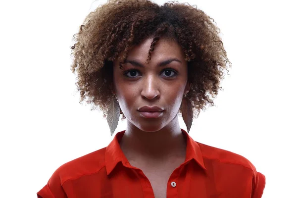 Retrato Uma Bela Mulher Afro — Fotografia de Stock