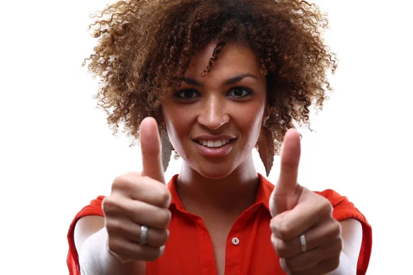 Retrato Una Hermosa Mujer Afro — Foto de Stock