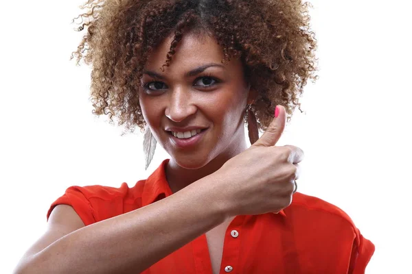 Retrato Uma Bela Mulher Afro — Fotografia de Stock