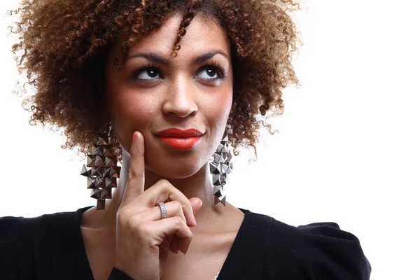 Retrato Uma Bela Mulher Afro — Fotografia de Stock