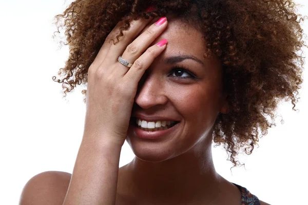 Portret Van Een Mooie Afro Vrouw — Stockfoto