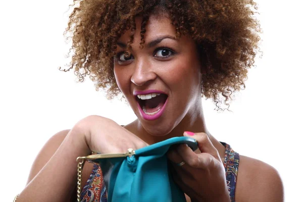 Retrato Una Hermosa Mujer Afro — Foto de Stock