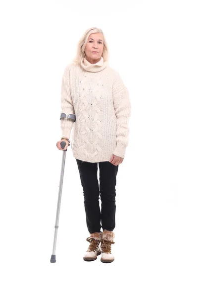 Mooie Gewonde Oma Voor Een Witte Achtergrond — Stockfoto
