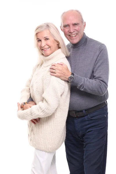 快乐的祖母和祖父在白色背景前面 — 图库照片