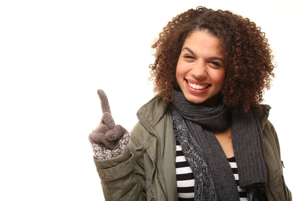 Schöne Glückliche Afro Frau — Stockfoto