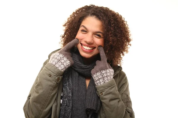 Mooie Gelukkig Afro Vrouw — Stockfoto