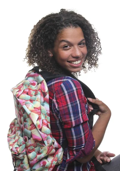 Retrato Uma Bela Mulher Afro Feliz — Fotografia de Stock