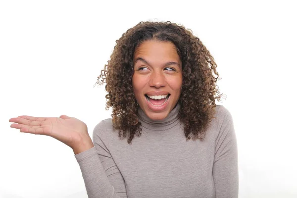 Mooie Gelukkig Afro Vrouw — Stockfoto