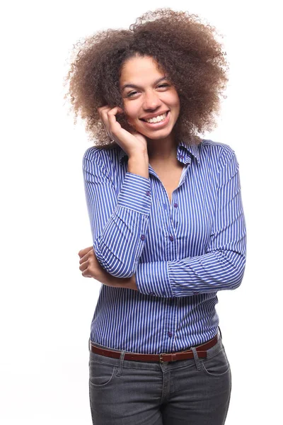 Krásná Žena Šťastná Afro — Stock fotografie