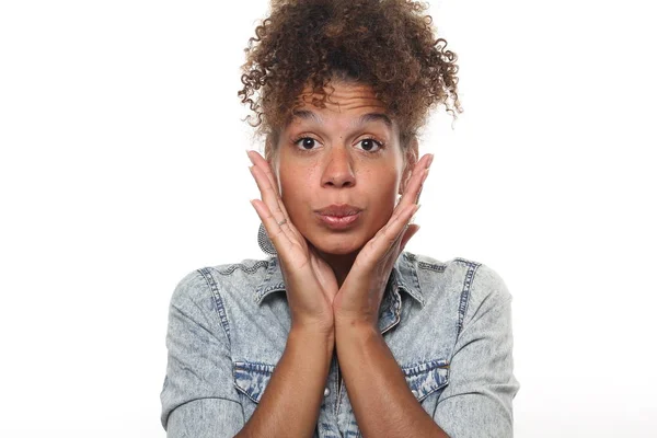 Krásná Žena Šťastná Afro — Stock fotografie