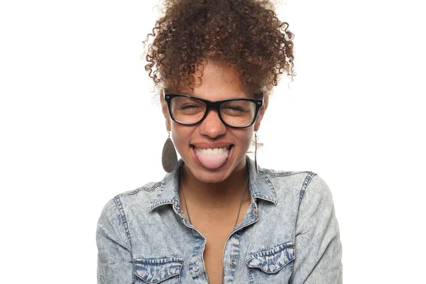 Schöne Glückliche Afro Frau — Stockfoto