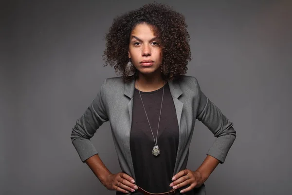 Krásná Žena Šťastná Afro — Stock fotografie