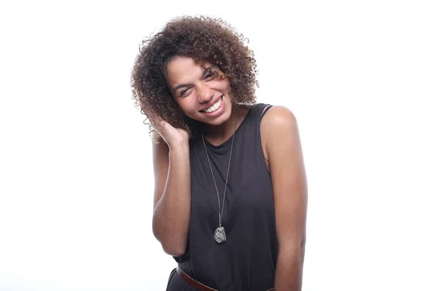 Hermosa Mujer Afro Feliz — Foto de Stock