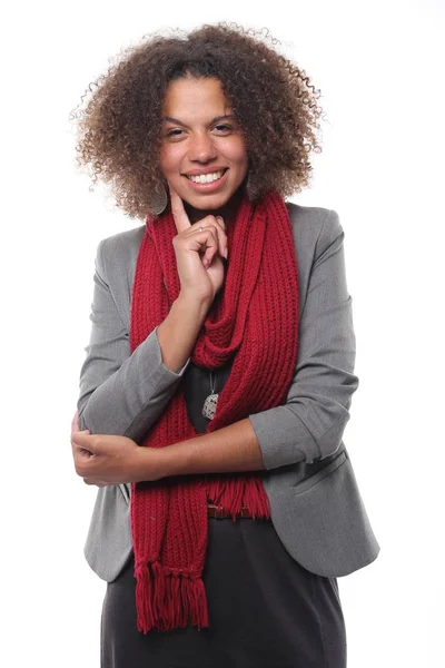 Portret Van Een Mooie Gelukkig Afro Vrouw — Stockfoto