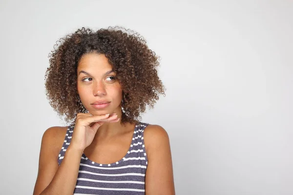 Mooie Gelukkig Afro Vrouw — Stockfoto