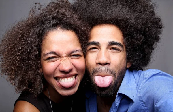 Hermosa Feliz Foto Cabina Amor Pareja — Foto de Stock