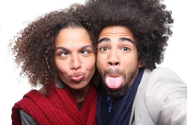 Beautiful Happy Photo Booth Love Couple — Stock Photo, Image