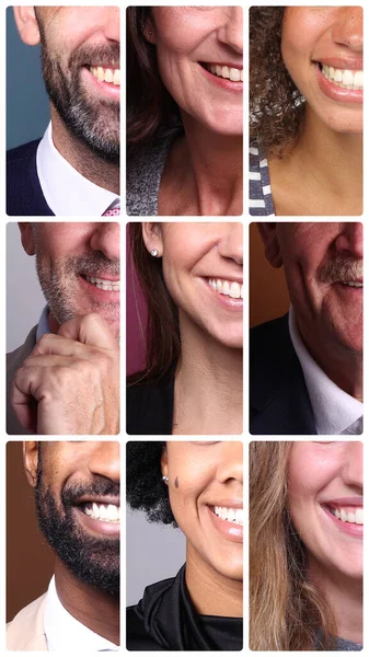 Gruppo di 9 belle persone davanti a uno sfondo — Foto Stock