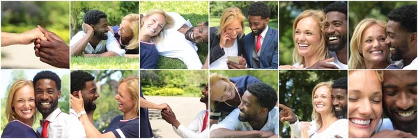 Belo casal de amor feliz lá fora em um parque — Fotografia de Stock