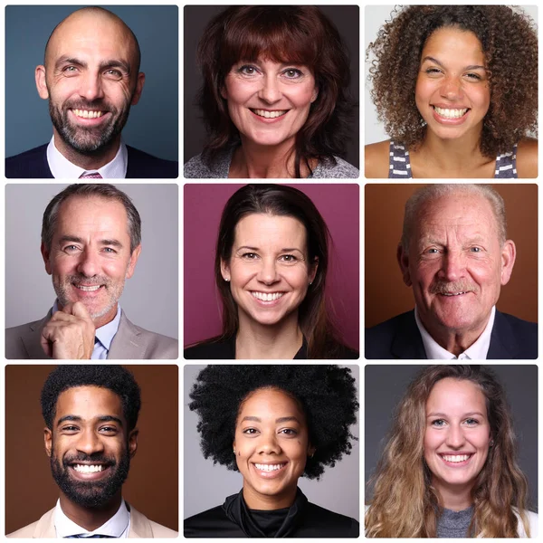 Arka planda 9 güzel insan grubu var.