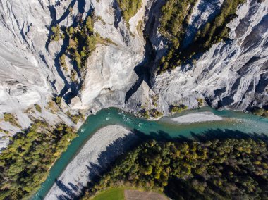 Bir ormanla kaplı kıvırarak Nehri ile Kanyon