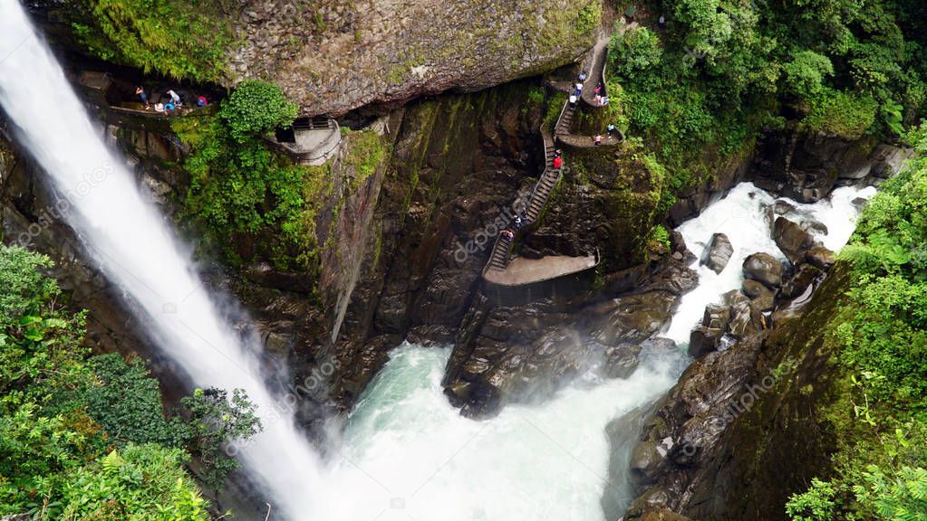 Pailon Del Diablo, Devils Cauldron Waterfall In Ecuador