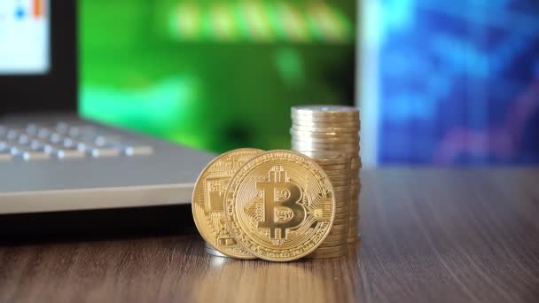 Virtuelle Münzen Bitcoins Cripto Währung — Stockvideo