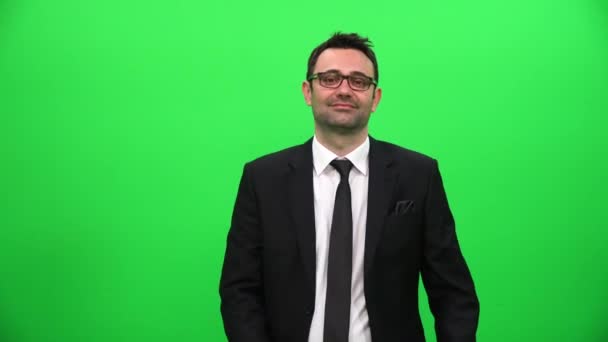 Young Businessman Green Screen — Stock Video