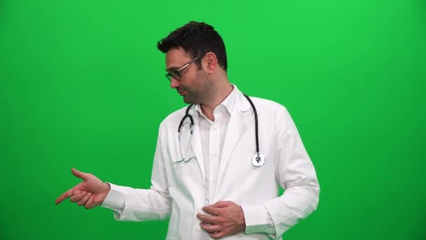 Sağ Köşesinde Kadar Işaret Parmağı Doktor — Stok video