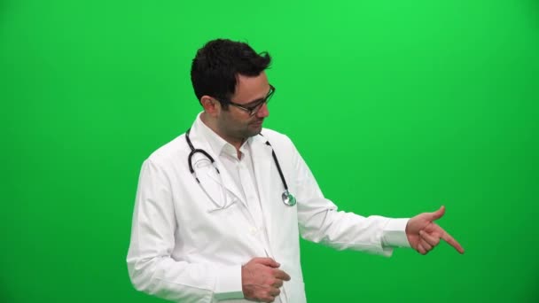 Medico Puntamento Dito Fino All Angolo Sinistro — Video Stock