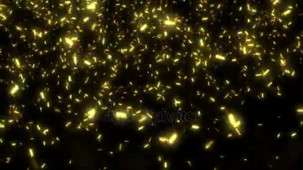Padající zlatá konfety — Stock video