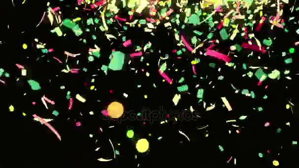 Padající barevné konfety — Stock video