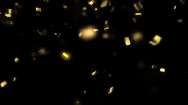 Gouden Confetti Vallen Animatie Met Matte — Stockvideo