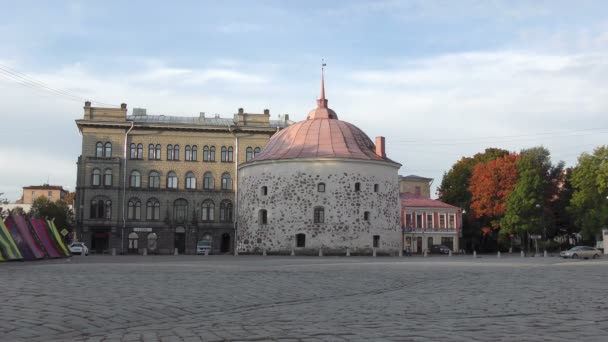 Torre Fortaleza Medieval Vyborg Rusia — Vídeo de stock