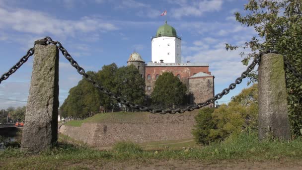 Olafs Toren Kasteel Vyborg — Stockvideo