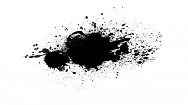 Beyaz arkaplanda siyah mürekkep damlaları