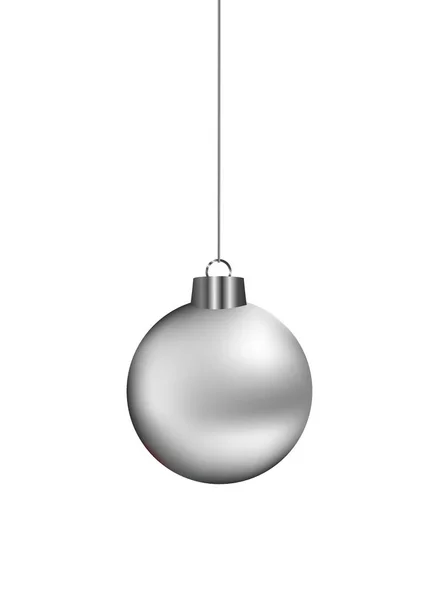 Срібний різдвяний м'яч висить — стоковий вектор