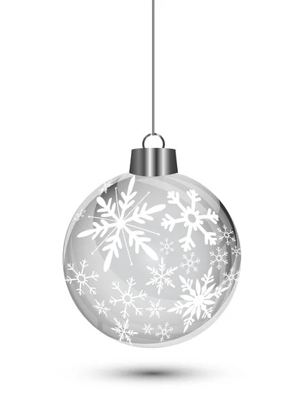 Copos de nieve de plata bola de Navidad — Vector de stock