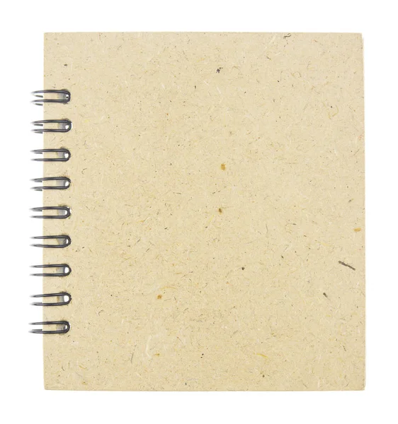 Caderno espiral marrom isolado no fundo branco — Fotografia de Stock