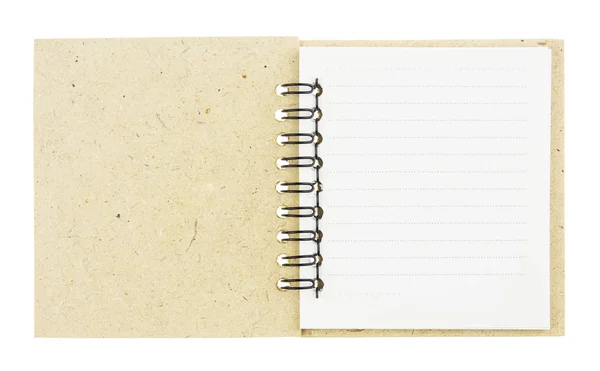 Caderno espiral marrom isolado em branco — Fotografia de Stock