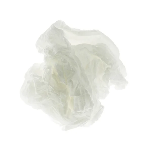 Használt csavart papír zsebkendő elszigetelt fehér — Stock Fotó