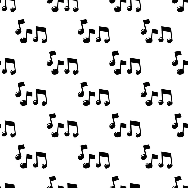 Black music notes seamless pattern on white — Stock Vector