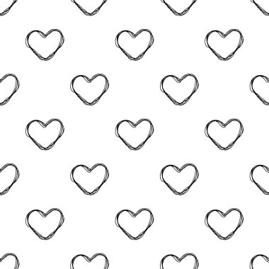 Dikişsiz el drawwn kalp şekli desen beyaz