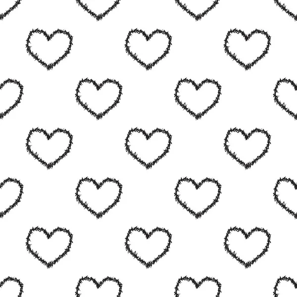 Sömlös hjärta och törnen mönster på vit — Stock vektor