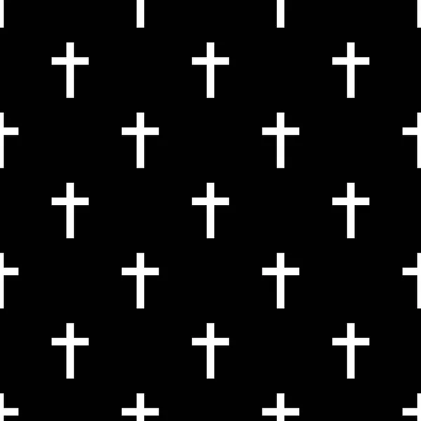 Sömlös religiösa cross mönster på svart — Stock vektor