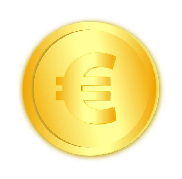 Moeda de euro dourada isolada no branco — Vetor de Stock
